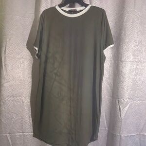 Olive Green Mini Dress with White Accents